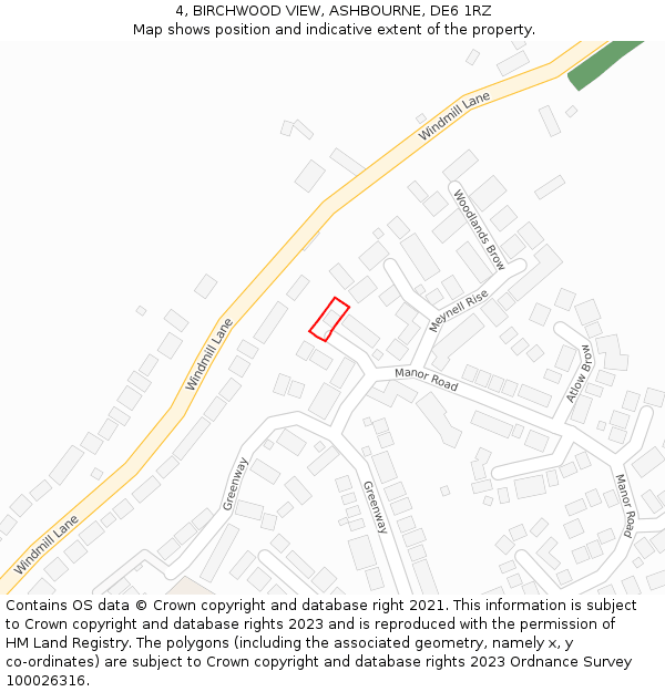 4, BIRCHWOOD VIEW, ASHBOURNE, DE6 1RZ: Location map and indicative extent of plot