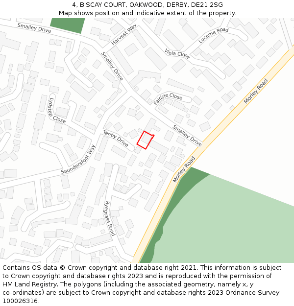 4, BISCAY COURT, OAKWOOD, DERBY, DE21 2SG: Location map and indicative extent of plot