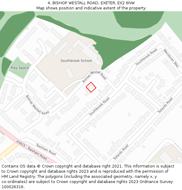 4, BISHOP WESTALL ROAD, EXETER, EX2 6NW: Location map and indicative extent of plot