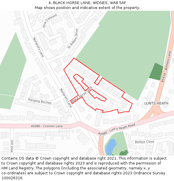 4, BLACK HORSE LANE, WIDNES, WA8 5AF: Location map and indicative extent of plot