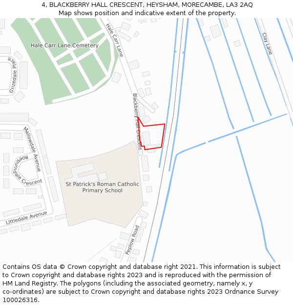 4, BLACKBERRY HALL CRESCENT, HEYSHAM, MORECAMBE, LA3 2AQ: Location map and indicative extent of plot