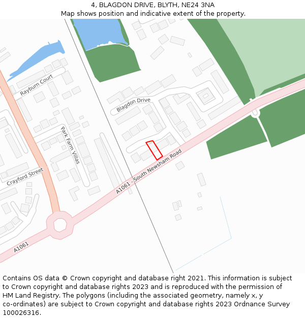 4, BLAGDON DRIVE, BLYTH, NE24 3NA: Location map and indicative extent of plot
