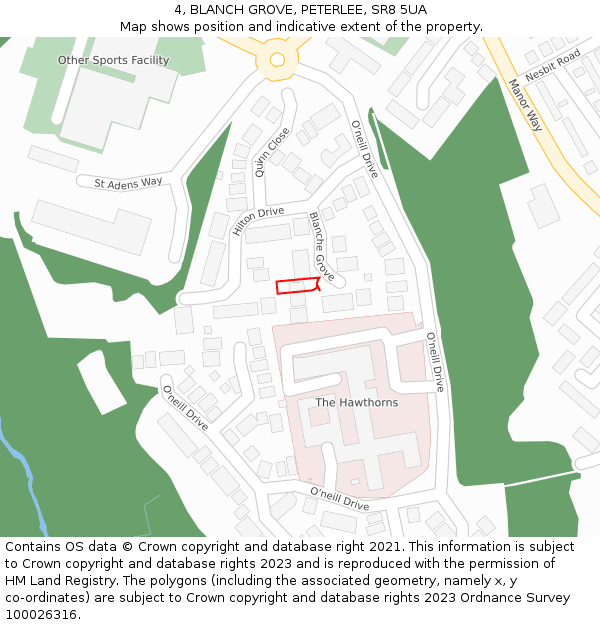 4, BLANCH GROVE, PETERLEE, SR8 5UA: Location map and indicative extent of plot