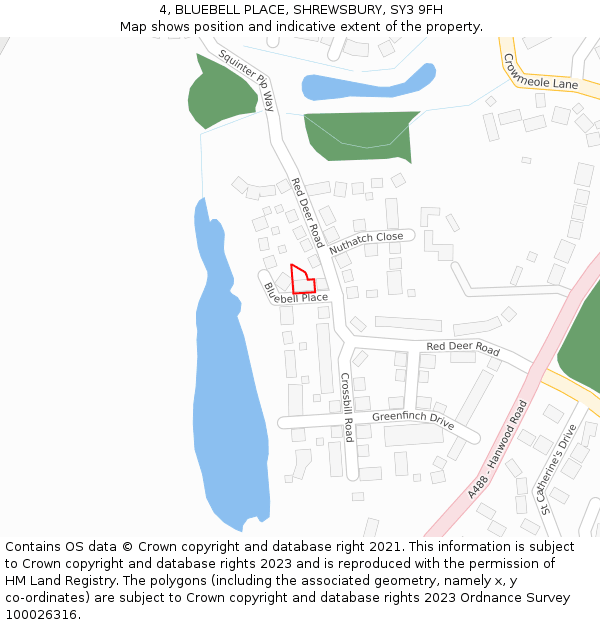 4, BLUEBELL PLACE, SHREWSBURY, SY3 9FH: Location map and indicative extent of plot