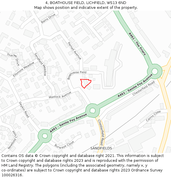 4, BOATHOUSE FIELD, LICHFIELD, WS13 6ND: Location map and indicative extent of plot