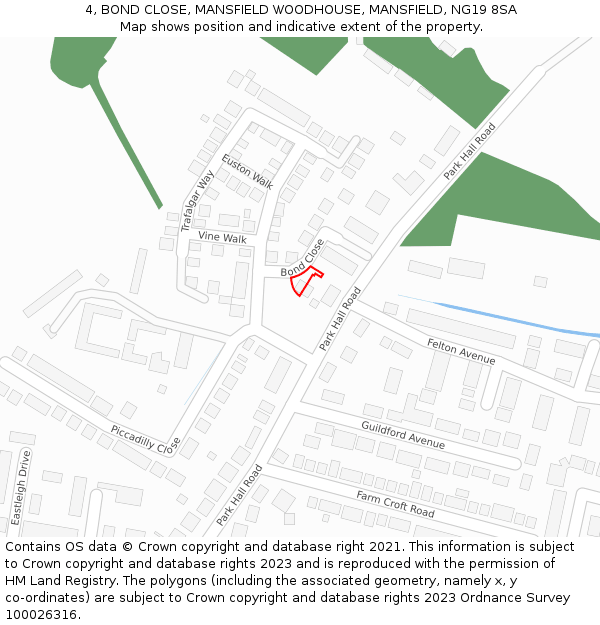 4, BOND CLOSE, MANSFIELD WOODHOUSE, MANSFIELD, NG19 8SA: Location map and indicative extent of plot