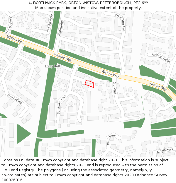 4, BORTHWICK PARK, ORTON WISTOW, PETERBOROUGH, PE2 6YY: Location map and indicative extent of plot