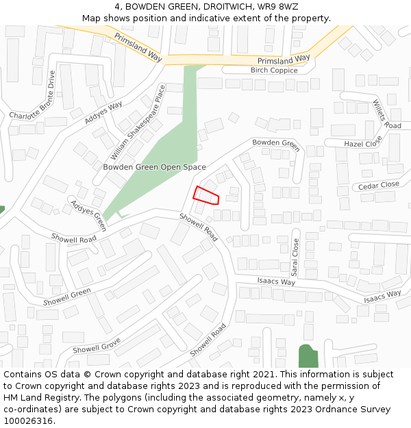 4, BOWDEN GREEN, DROITWICH, WR9 8WZ: Location map and indicative extent of plot