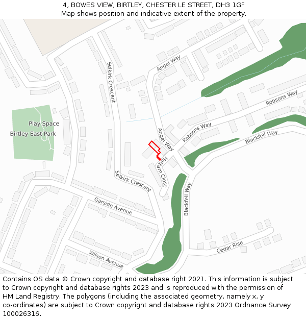 4, BOWES VIEW, BIRTLEY, CHESTER LE STREET, DH3 1GF: Location map and indicative extent of plot