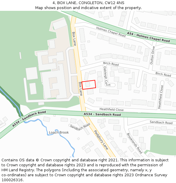 4, BOX LANE, CONGLETON, CW12 4NS: Location map and indicative extent of plot