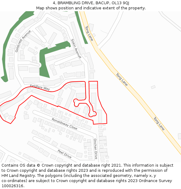 4, BRAMBLING DRIVE, BACUP, OL13 9QJ: Location map and indicative extent of plot