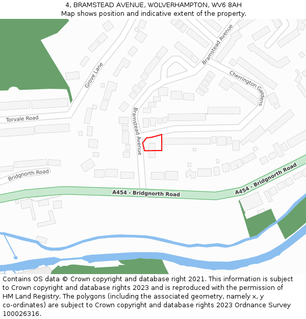 4, BRAMSTEAD AVENUE, WOLVERHAMPTON, WV6 8AH: Location map and indicative extent of plot