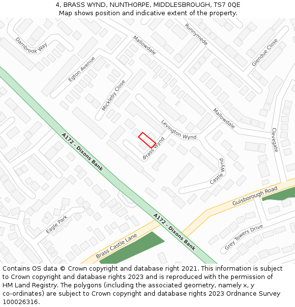 4, BRASS WYND, NUNTHORPE, MIDDLESBROUGH, TS7 0QE: Location map and indicative extent of plot