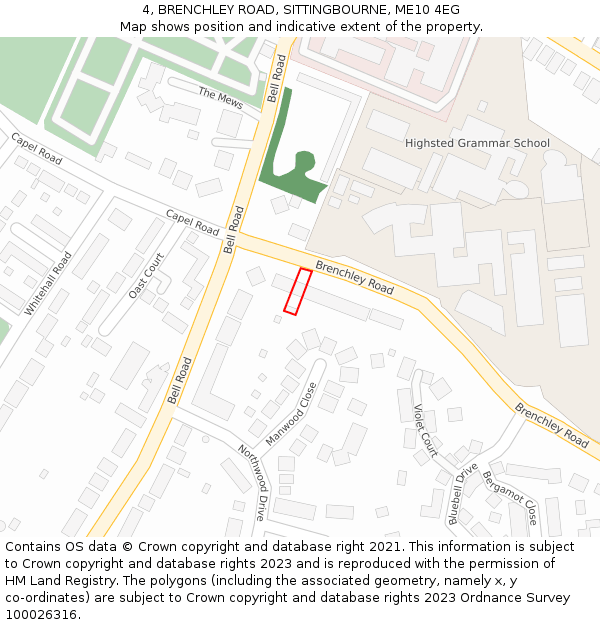 4, BRENCHLEY ROAD, SITTINGBOURNE, ME10 4EG: Location map and indicative extent of plot