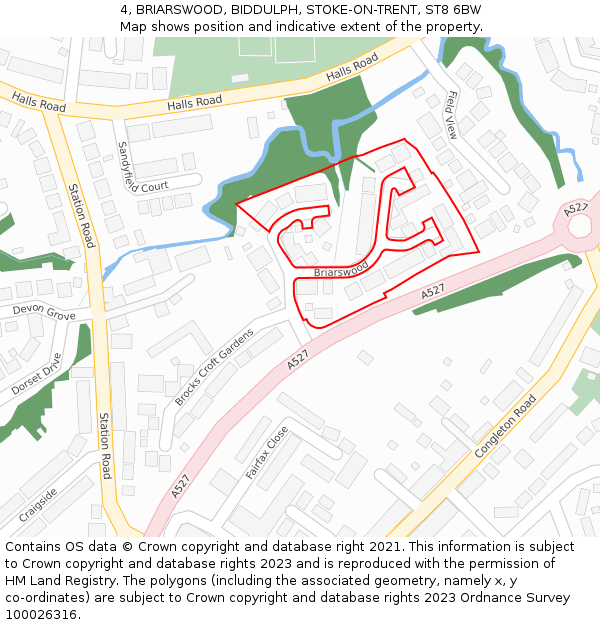 4, BRIARSWOOD, BIDDULPH, STOKE-ON-TRENT, ST8 6BW: Location map and indicative extent of plot