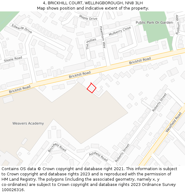 4, BRICKHILL COURT, WELLINGBOROUGH, NN8 3LH: Location map and indicative extent of plot