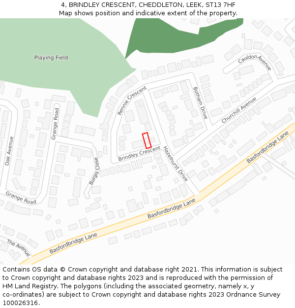 4, BRINDLEY CRESCENT, CHEDDLETON, LEEK, ST13 7HF: Location map and indicative extent of plot