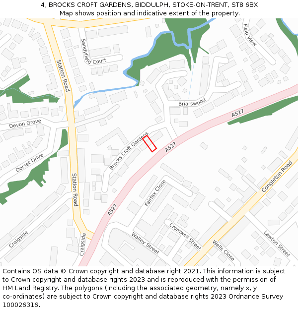 4, BROCKS CROFT GARDENS, BIDDULPH, STOKE-ON-TRENT, ST8 6BX: Location map and indicative extent of plot