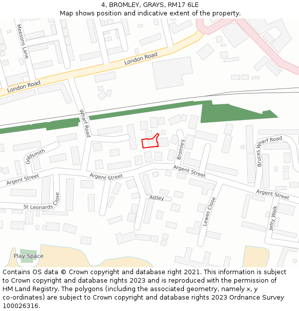 4, BROMLEY, GRAYS, RM17 6LE: Location map and indicative extent of plot