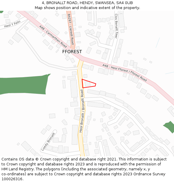 4, BRONALLT ROAD, HENDY, SWANSEA, SA4 0UB: Location map and indicative extent of plot