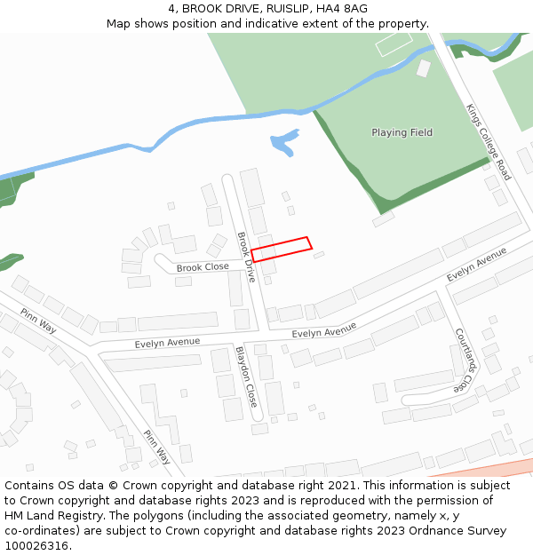 4, BROOK DRIVE, RUISLIP, HA4 8AG: Location map and indicative extent of plot