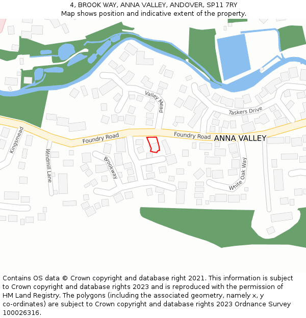 4, BROOK WAY, ANNA VALLEY, ANDOVER, SP11 7RY: Location map and indicative extent of plot