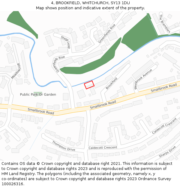 4, BROOKFIELD, WHITCHURCH, SY13 1DU: Location map and indicative extent of plot