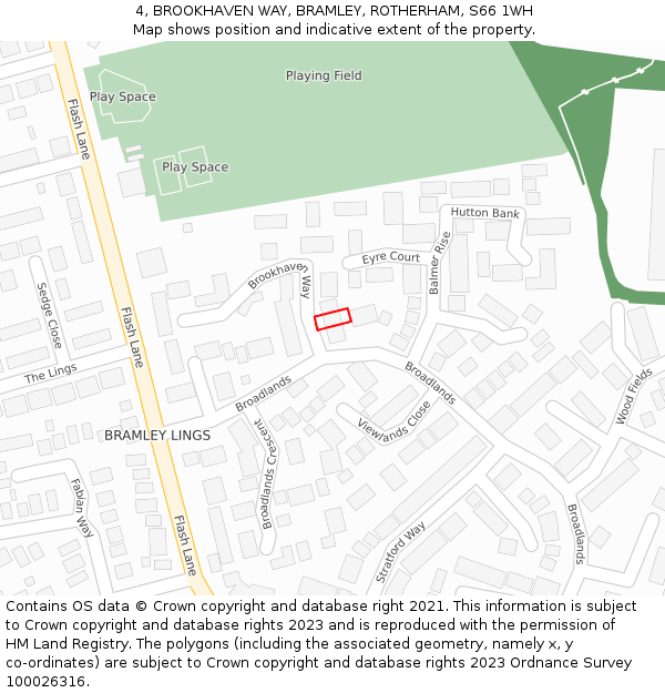 4, BROOKHAVEN WAY, BRAMLEY, ROTHERHAM, S66 1WH: Location map and indicative extent of plot