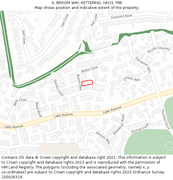 4, BROOM WAY, KETTERING, NN15 7RB: Location map and indicative extent of plot