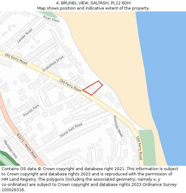 4, BRUNEL VIEW, SALTASH, PL12 6DH: Location map and indicative extent of plot