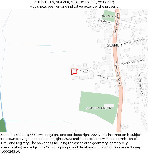 4, BRY HILLS, SEAMER, SCARBOROUGH, YO12 4QQ: Location map and indicative extent of plot