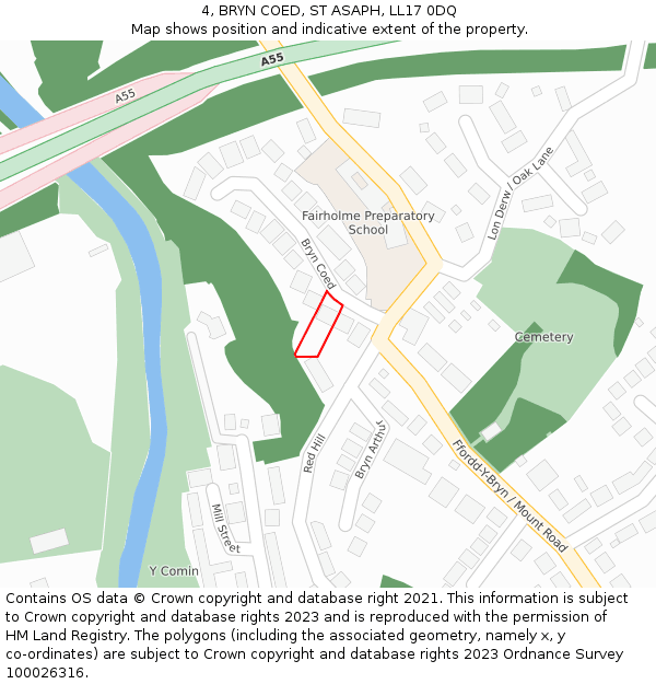 4, BRYN COED, ST ASAPH, LL17 0DQ: Location map and indicative extent of plot