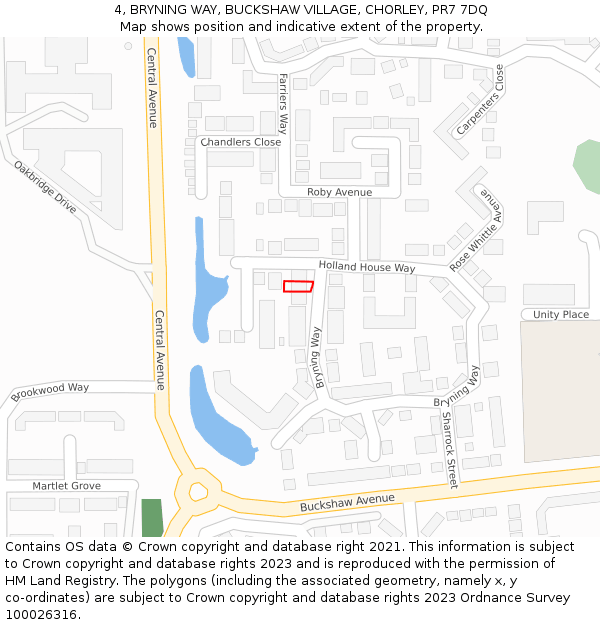 4, BRYNING WAY, BUCKSHAW VILLAGE, CHORLEY, PR7 7DQ: Location map and indicative extent of plot