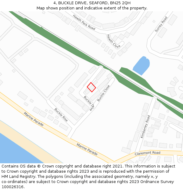 4, BUCKLE DRIVE, SEAFORD, BN25 2QH: Location map and indicative extent of plot