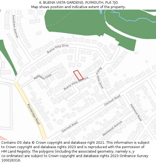 4, BUENA VISTA GARDENS, PLYMOUTH, PL6 7JG: Location map and indicative extent of plot