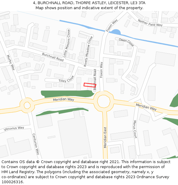 4, BURCHNALL ROAD, THORPE ASTLEY, LEICESTER, LE3 3TA: Location map and indicative extent of plot