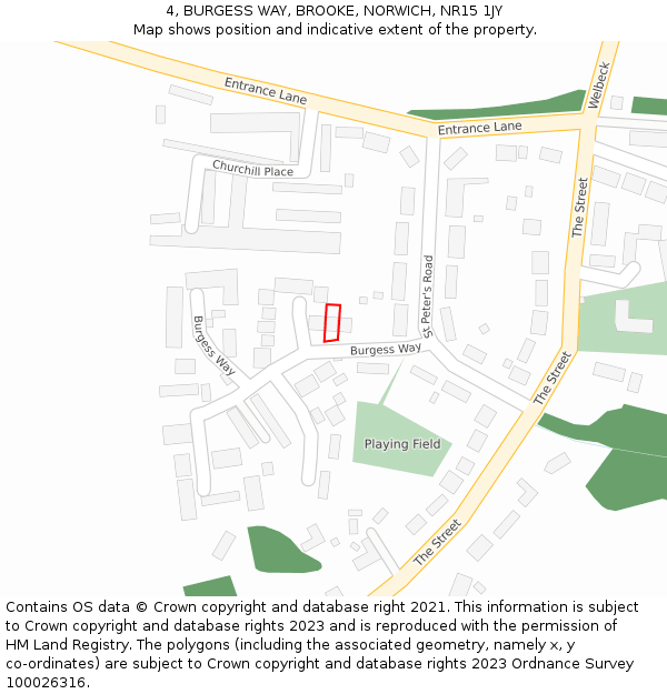 4, BURGESS WAY, BROOKE, NORWICH, NR15 1JY: Location map and indicative extent of plot