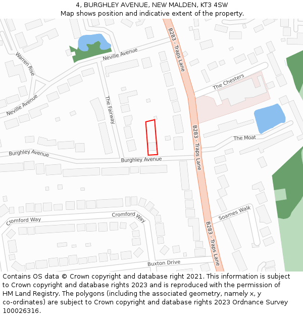 4, BURGHLEY AVENUE, NEW MALDEN, KT3 4SW: Location map and indicative extent of plot