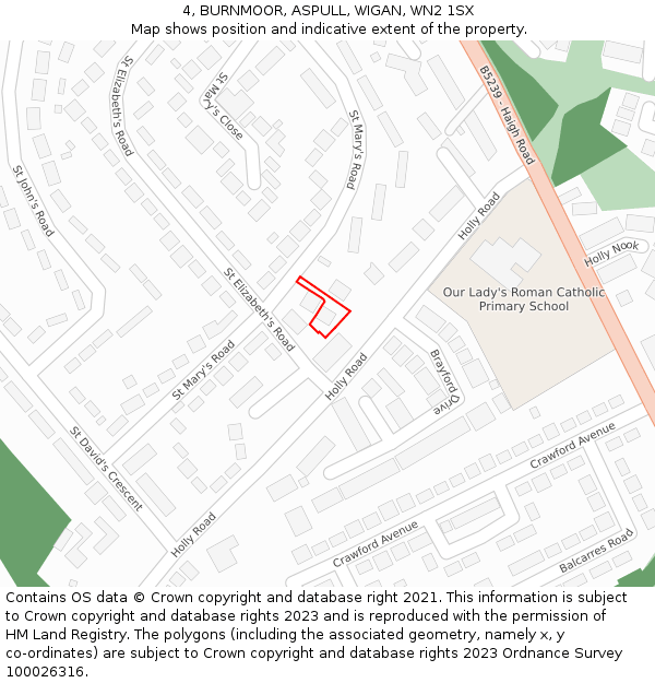 4, BURNMOOR, ASPULL, WIGAN, WN2 1SX: Location map and indicative extent of plot