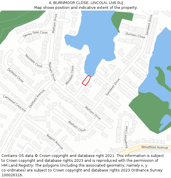 4, BURNMOOR CLOSE, LINCOLN, LN6 0UJ: Location map and indicative extent of plot