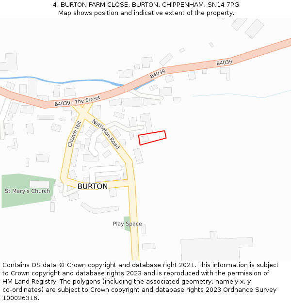 4, BURTON FARM CLOSE, BURTON, CHIPPENHAM, SN14 7PG: Location map and indicative extent of plot