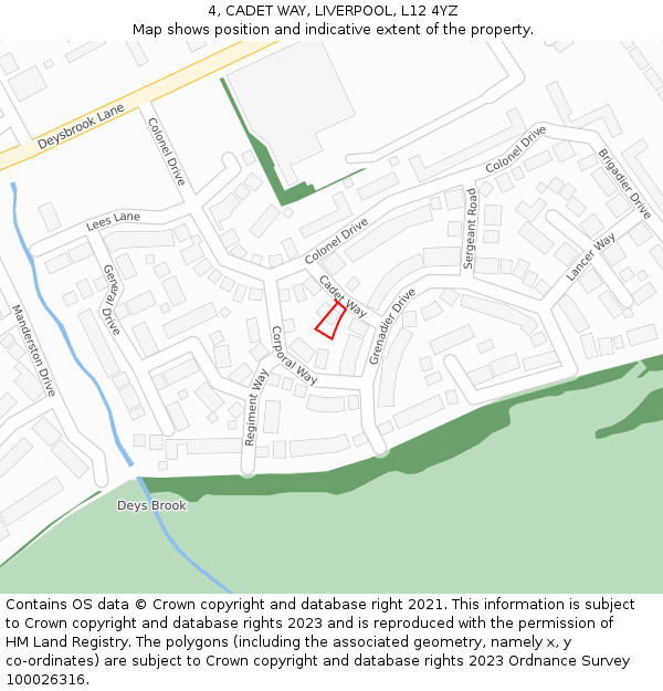 4, CADET WAY, LIVERPOOL, L12 4YZ: Location map and indicative extent of plot