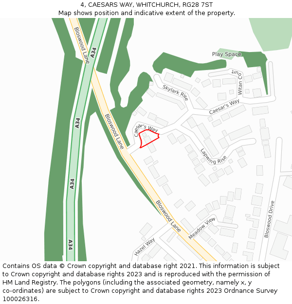 4, CAESARS WAY, WHITCHURCH, RG28 7ST: Location map and indicative extent of plot