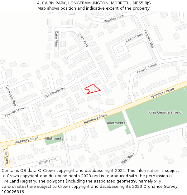 4, CAIRN PARK, LONGFRAMLINGTON, MORPETH, NE65 8JS: Location map and indicative extent of plot