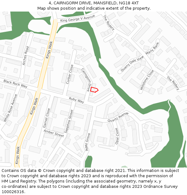 4, CAIRNGORM DRIVE, MANSFIELD, NG18 4XT: Location map and indicative extent of plot