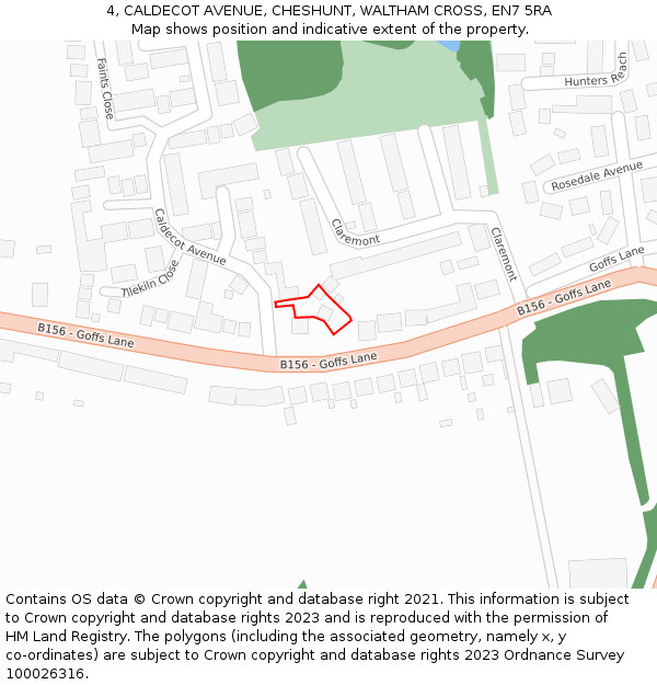 4, CALDECOT AVENUE, CHESHUNT, WALTHAM CROSS, EN7 5RA: Location map and indicative extent of plot