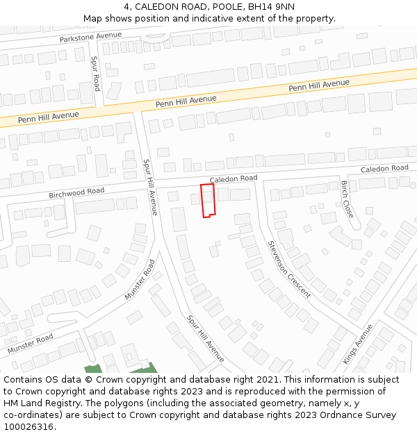 4, CALEDON ROAD, POOLE, BH14 9NN: Location map and indicative extent of plot