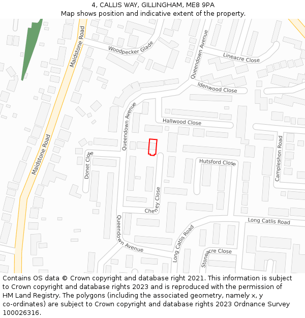 4, CALLIS WAY, GILLINGHAM, ME8 9PA: Location map and indicative extent of plot