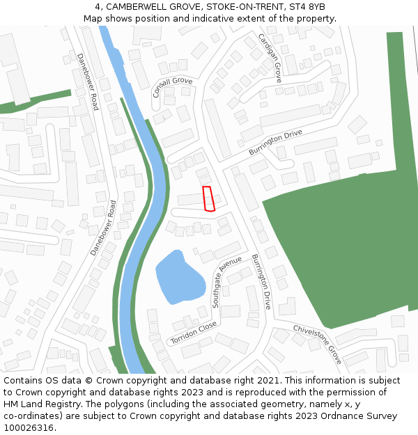 4, CAMBERWELL GROVE, STOKE-ON-TRENT, ST4 8YB: Location map and indicative extent of plot