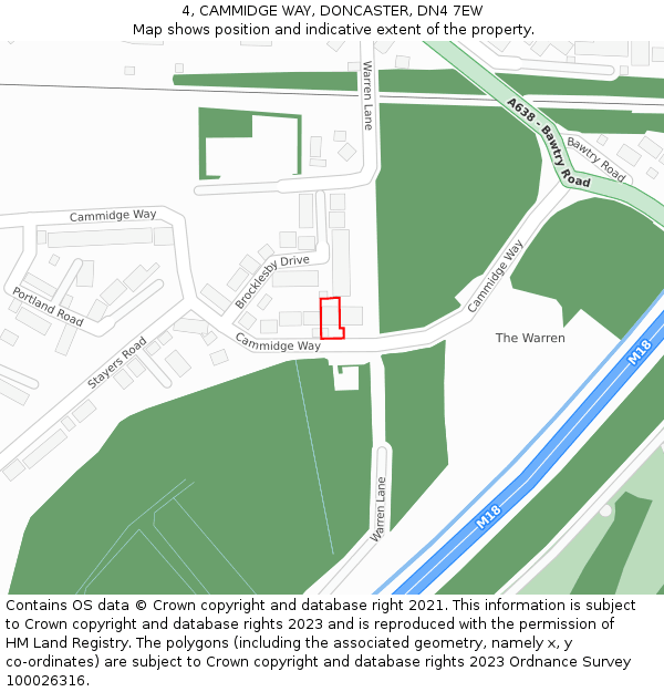 4, CAMMIDGE WAY, DONCASTER, DN4 7EW: Location map and indicative extent of plot